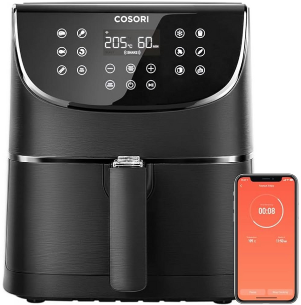 COSORI Air Fryer 5.5L Capacity,Oil Free, Energy and Time Saver with 11 Presets with 100 Recipes Cookbook, Non-Stick, Dishwasher Safe Basket - BLACK