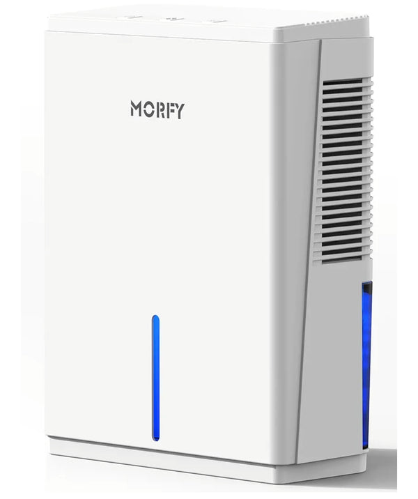 MORFY Dehumidifier, Dual-Semiconductor Quiet Dehumidifiers with Drain Hose, Small Dehumidifier for Home Room, Bedroom, Bathroom, RV, Closet, 7 Colors LED AutoShut off, 74 OZ (White)