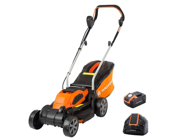 Yard Force 40V Cordless Lawn Mower 32cm Cutting Width, Lithium-Ion Battery, 30L Grass Collector, Rear Roller, 5 Height Adjustments - Small to Medium Lawns
