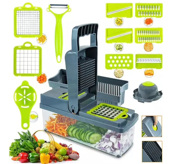 Kitchen Ideas 14 Piece Veggie Slicer - Stainless Steel, Green