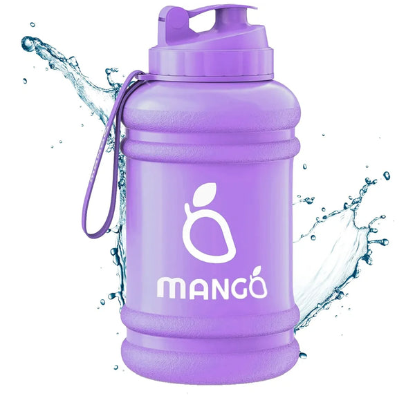 MANGO 2.2L Water Bottle With Straw and Time markings - BPA Free Xl Jug - Extra Large Durable Sports Bottles With Flip Cap - Ideal For Gym and Bodybuilding - Large Sports Reusable Water Bottle (Lilac)