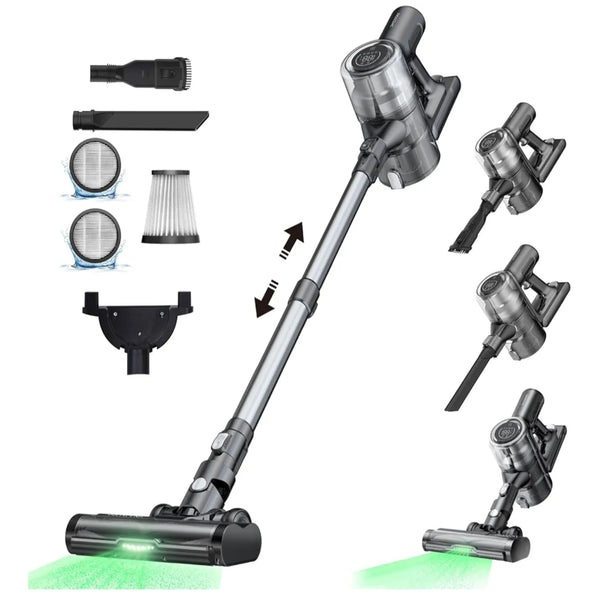 Proscenic P13 Cordless Vacuum Cleaner, 45Kpa 55Mins Stick Vacuum Cleaner, GreenEye Technology Headlights, Anti-Hair-Tangle Brush, Cordless Hoover with Touch Display, Rechargeable Battery for Pet Hair