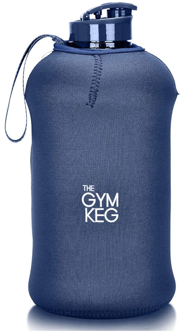 The Gym Keg Official Sports 2L Water Bottle (2.2 L) Insulated Sleeve | Carry Handle | Fitness, Exercise, Large Gym 2 litre Water Bottle | Ecofriendly, BPA Free, 40% Thicker Plastic