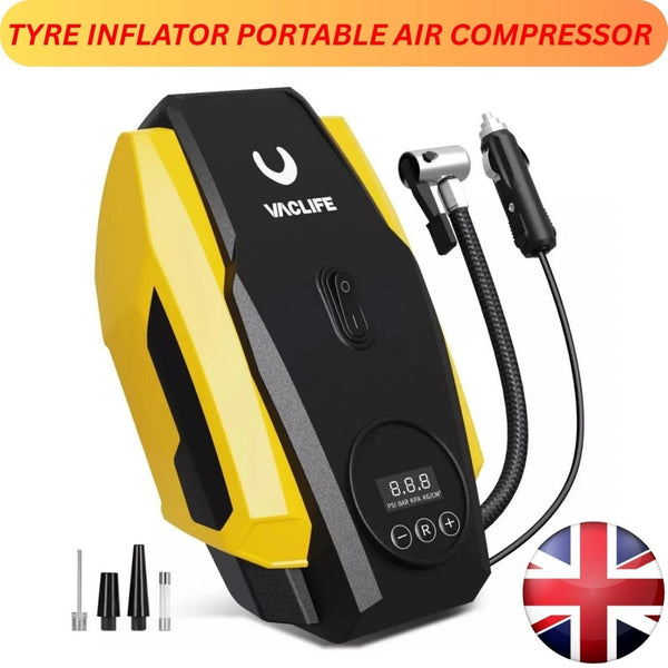 VacLife Air Compressor Tyre Inflator LED Light | 12V DC | Air Pump for Car Tires