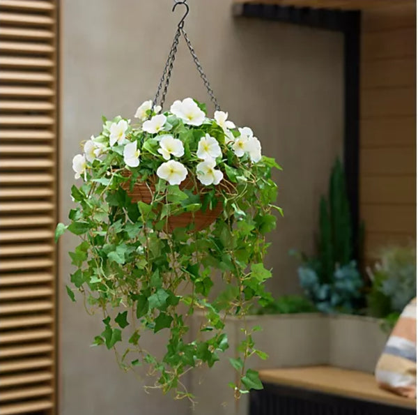 Outlet Garden Reflections Pre-Lit Faux Pansy Hanging Basket