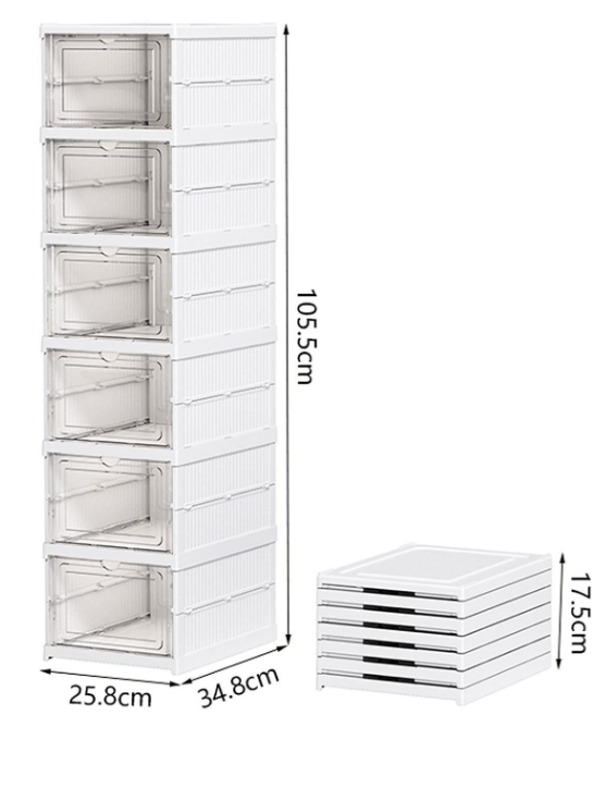 6 Layer Stackable Shoe Storage Box Foldable Clear Shoe Rack Transparen ...