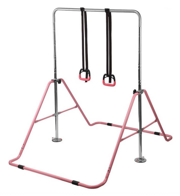 Vceoa Gymnastics Bar for Kids, Junior Training Kip Horizontal Bar Gymnastics Equipment for Home, Adjustable Height Folding Horizontal Bar with Gymnastic Rings for 3-12 Years Old Kids