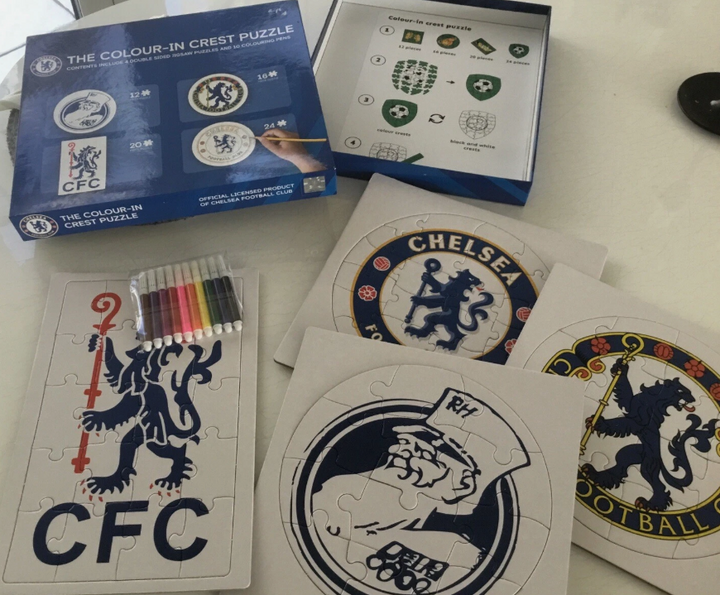Chelsea FC Colour-in Crest Jigsaw Puzzle Set (Official Licensed Produc ...