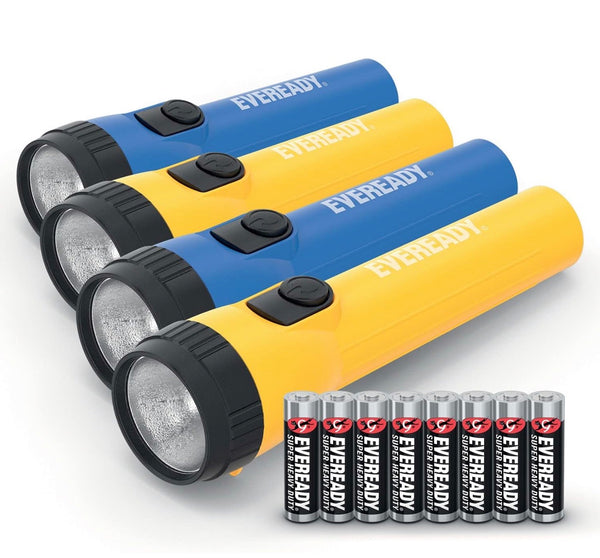 Eveready LED Torch, Super Bright Flashlight, Outdoor Lights, Ideal for Emergencies, Camping, General Purpose & Emergency, Batteries Included, Pack of 4